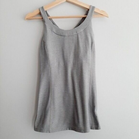 LULULEMON Tank Top Built-in-Bra Strappy Back Sz 8 Flawed - Picture 2 of 12
